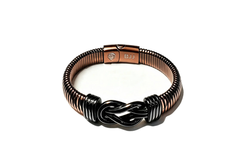 Brown Belt BJJ rank bracelet with black infinity knot and engraved clasp